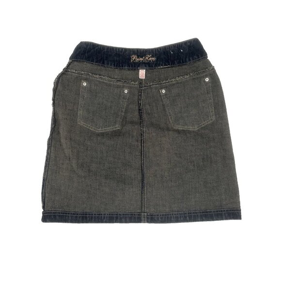 point Zero short Denim jean skirt boho size 9/10 embroidered with pearls BOHO - Picture 8 of 11